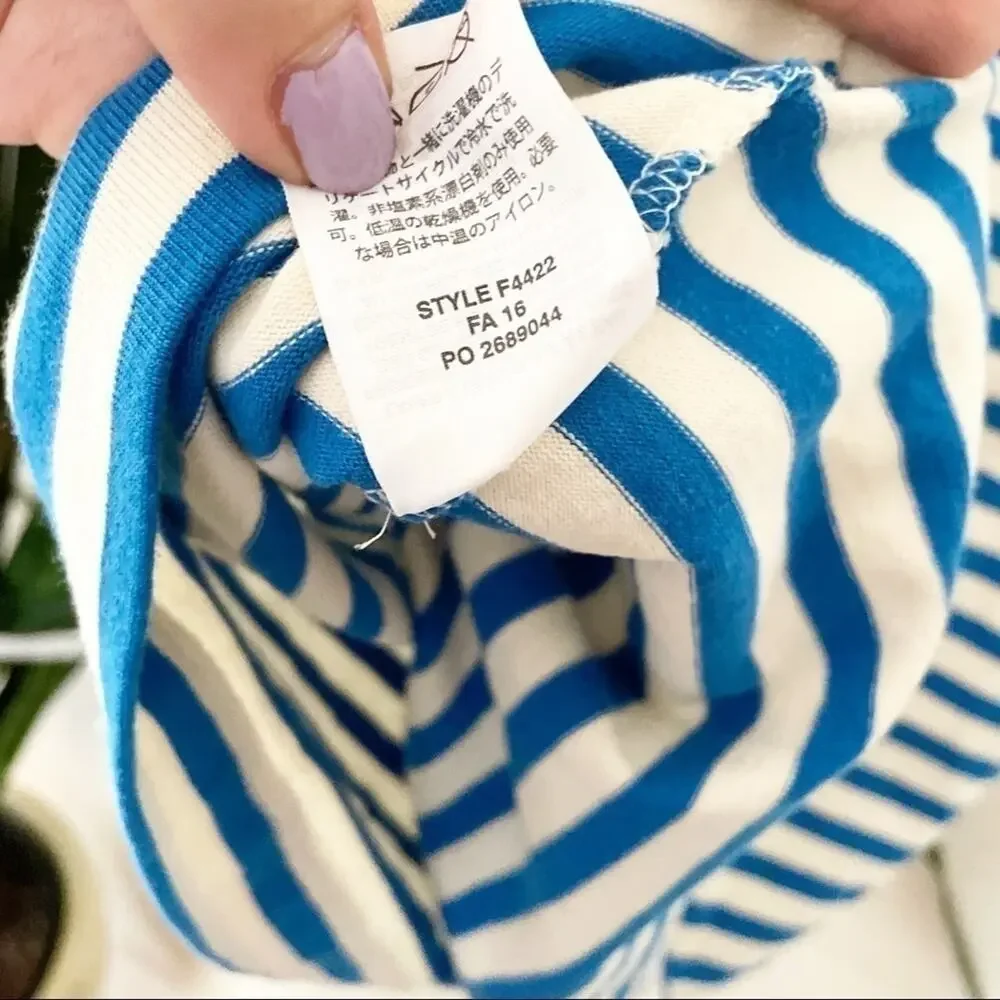J.Crew Blue White Ruffle Sleeve Stripe blouse XS